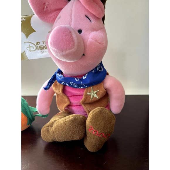 Vintage Disney Store Cowboy Piglet 8" Mini Bean Plush Halloween Winnie The Pooh - Picture 3 of 11